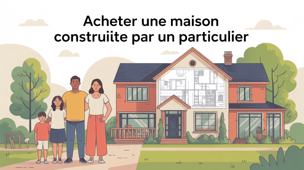 acheter une maison construite par un particulier illustration famille devant maison