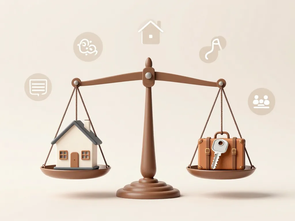 devenir propriétaire ou rester locataire, balance symbolique maison appartement