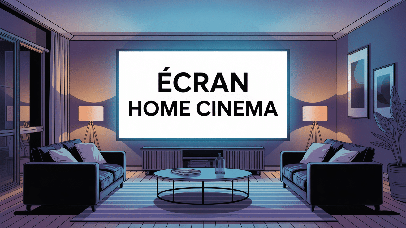 illustration ecran home cinema salon moderne