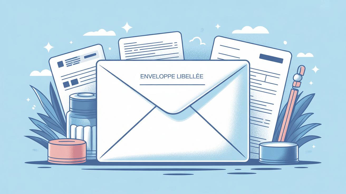 illustration professionnelle enveloppe libellée