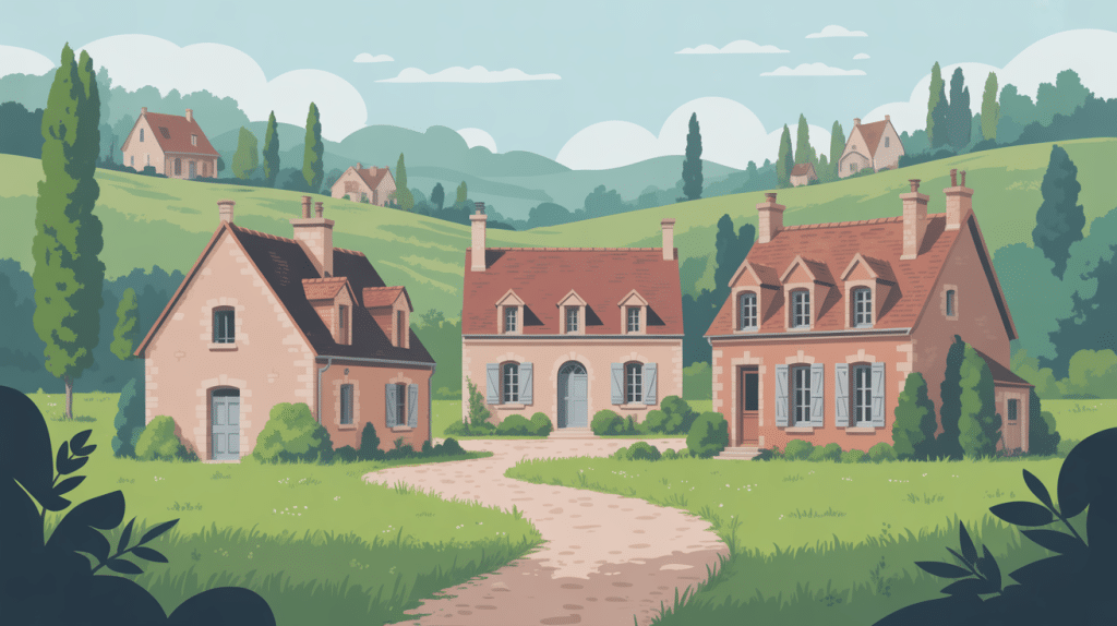 hameau a vendre dans campagne française vue aérienne