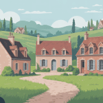 hameau a vendre dans campagne française vue aérienne