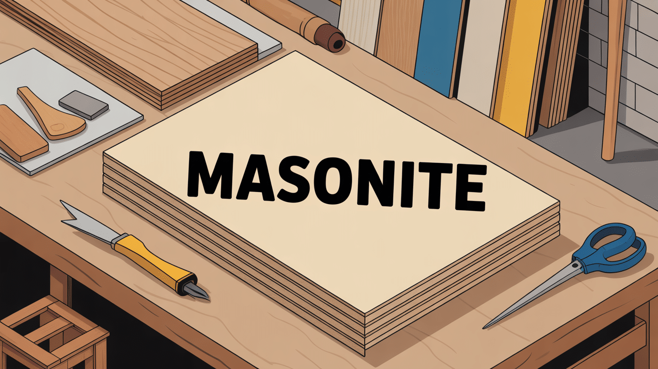 Illustration centrale Masonite panneau fibres bois en atelier