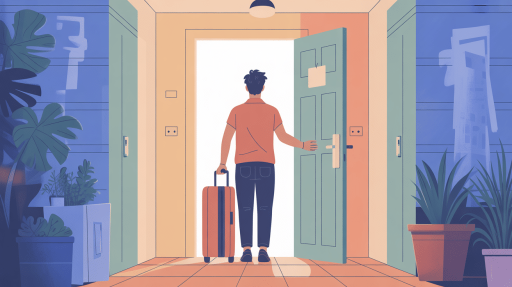 mon propriétaire vend et je ne trouve pas de logement locataire perplexe valise porte appartement
