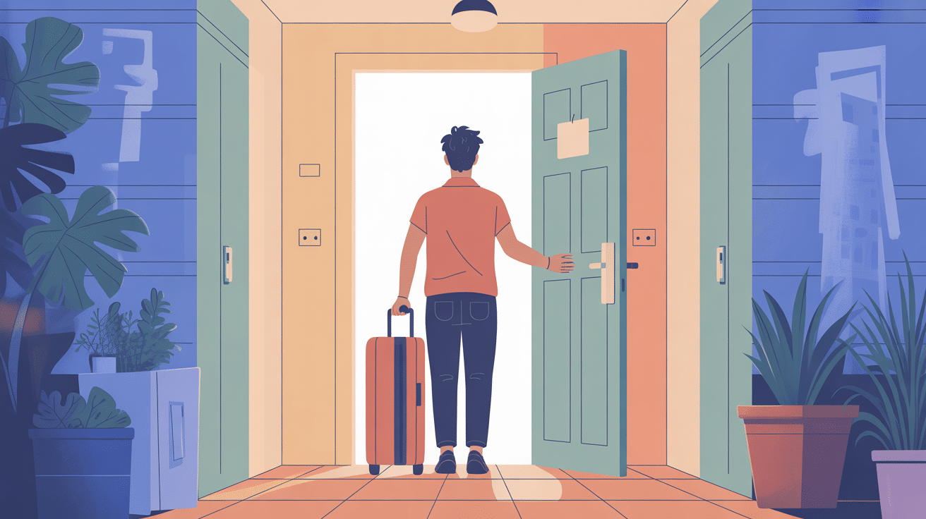 mon propriétaire vend et je ne trouve pas de logement locataire perplexe valise porte appartement