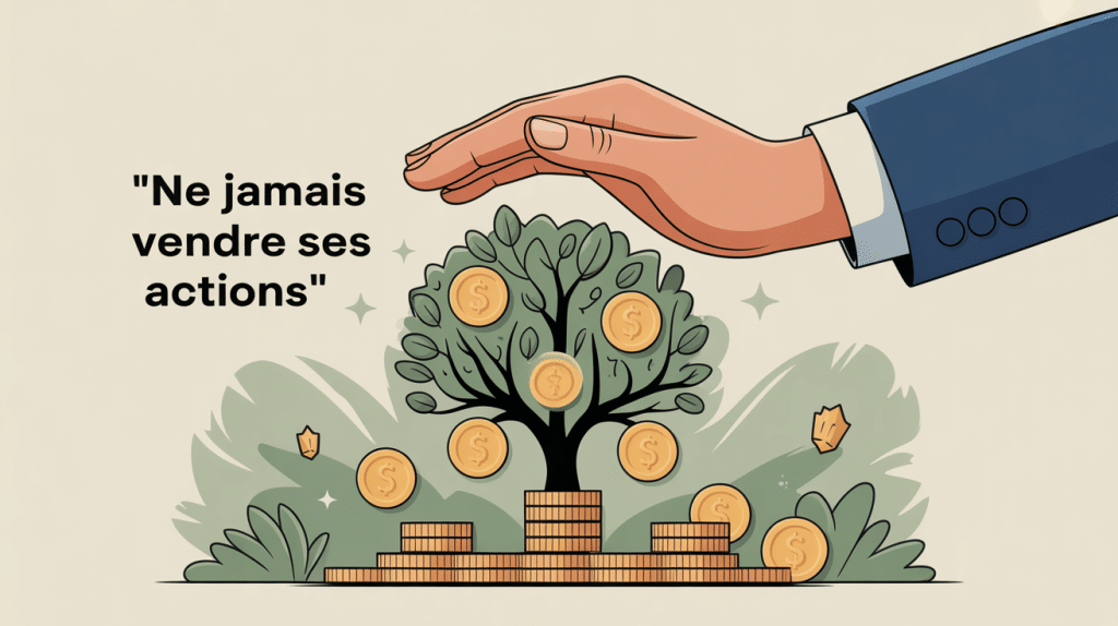 ne jamais vendre ses actions illustration stratégie bourse