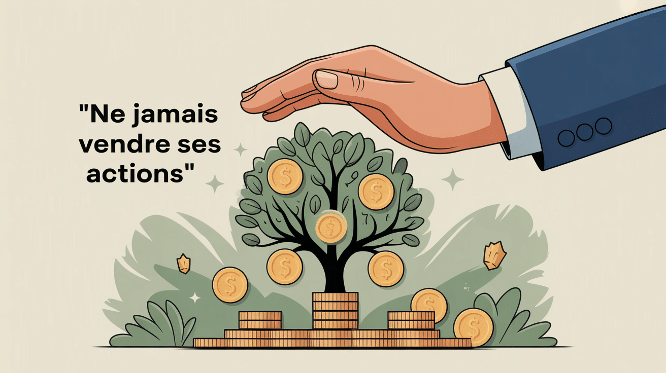ne jamais vendre ses actions illustration stratégie bourse