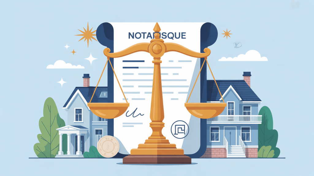 notarisque illustration acte notarié balance justice