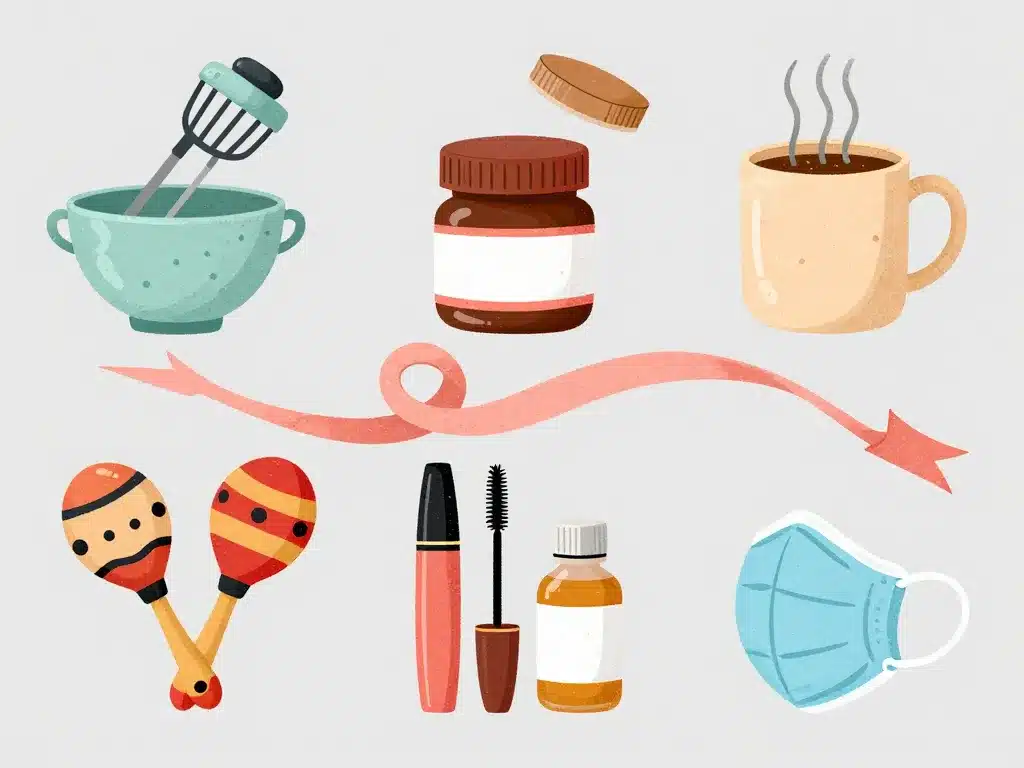 Illustration thématique objets en m cuisine et santé