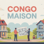 Illustration congo maison panorama marché immobilier