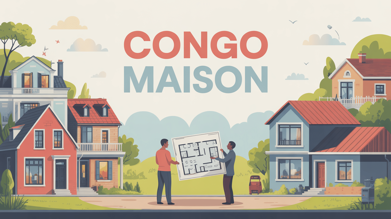 Illustration congo maison panorama marché immobilier