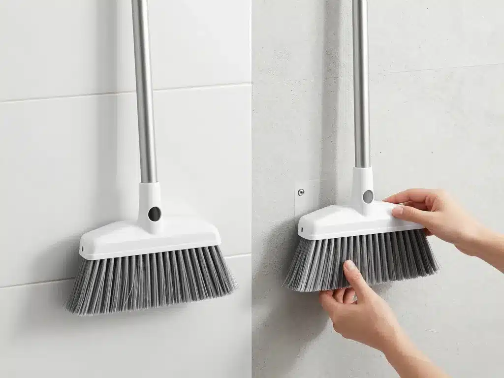 installation porte balai mural adhésif et vissé