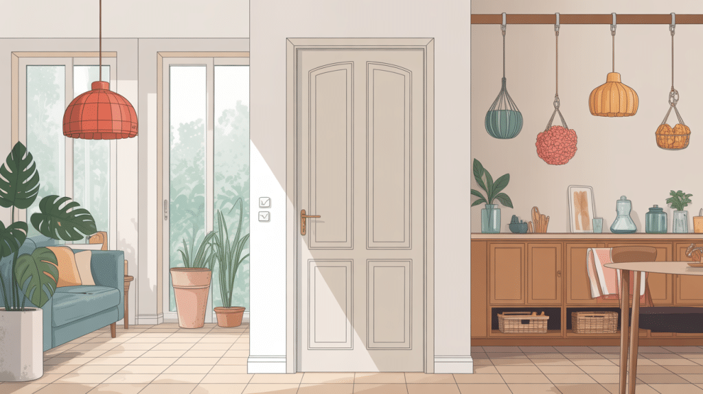 porte balai mural moderne organisé sur un mur lumineux