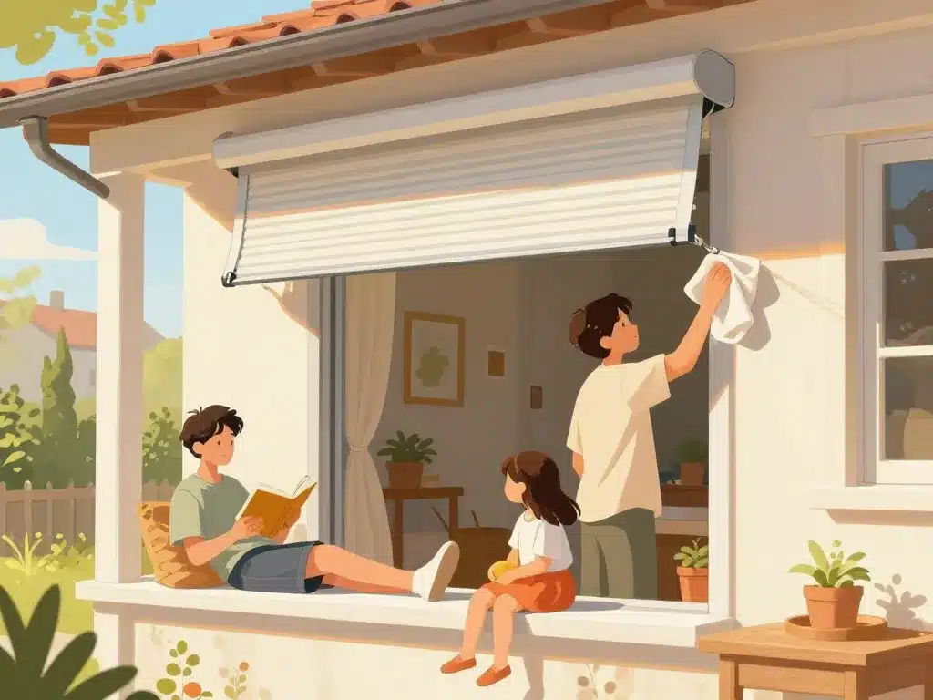 Scène confort thermique volet roulant toiture véranda Bubendorff prix entretien