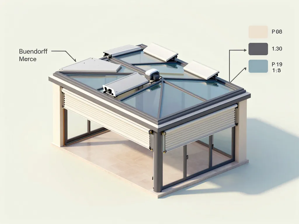 Schéma des facteurs de prix volet roulant toiture véranda Bubendorff prix