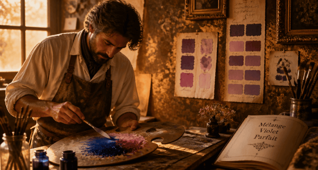 bleu et rose donne quelle couleur palette violets
