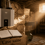 cave humide VMC sur mur pierre ancienne