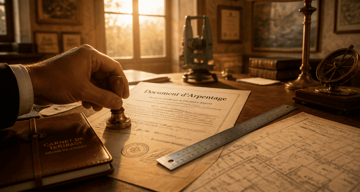 document d arpentage sur bureau de geometre expert