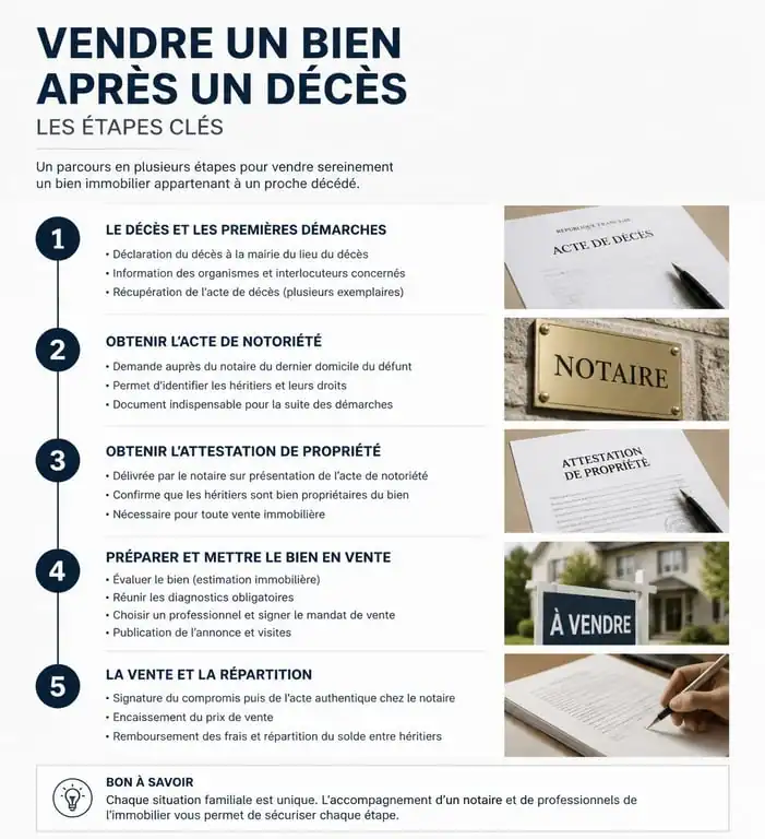 Étapes clés pour la vente d'un bien immobilier ou véhicule suite à un décès