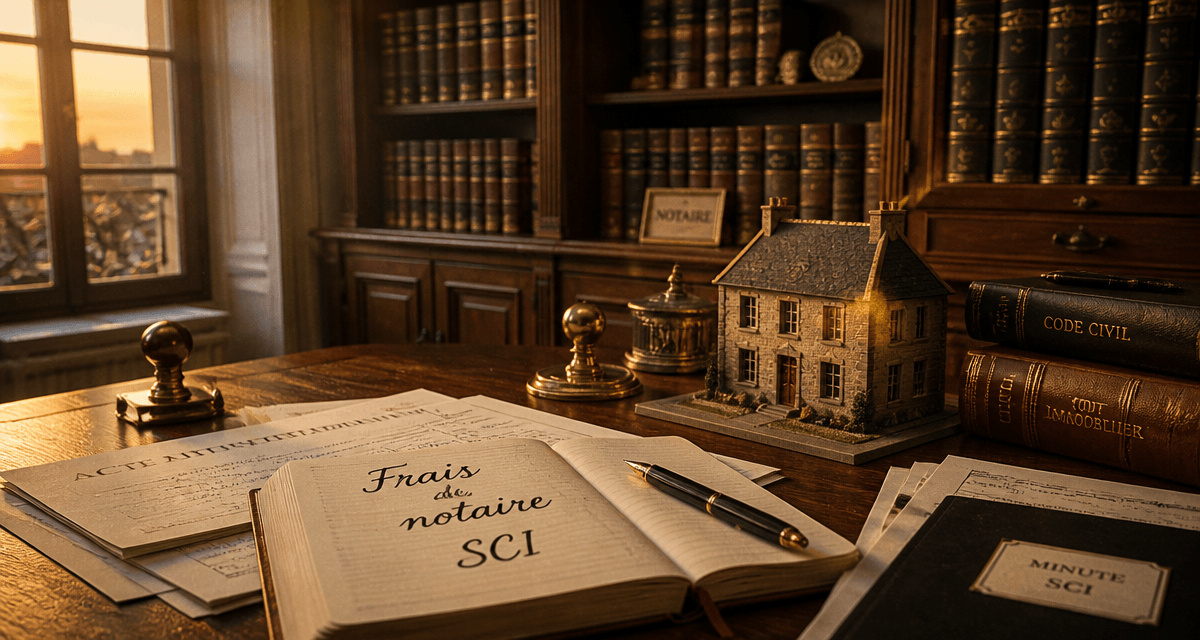 frais de notaire pour une sci sur table de notaire