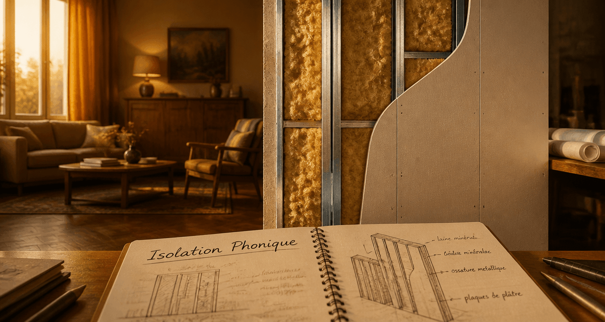 isoler phoniquement un mur mitoyen coupe structure