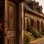 longere normandie facade colombages jardin