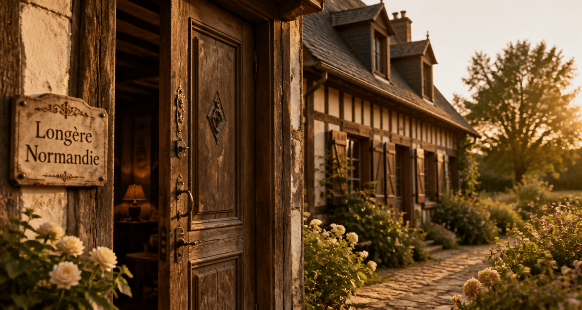 longere normandie facade colombages jardin