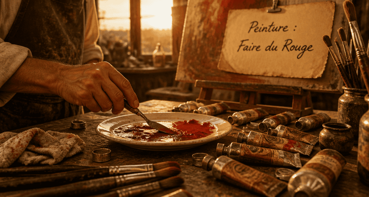 Peinture comment faire du rouge, mélange sur palette