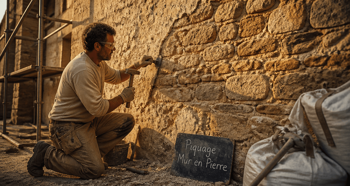 prix piquage mur en pierre m2 artisan à l’œuvre