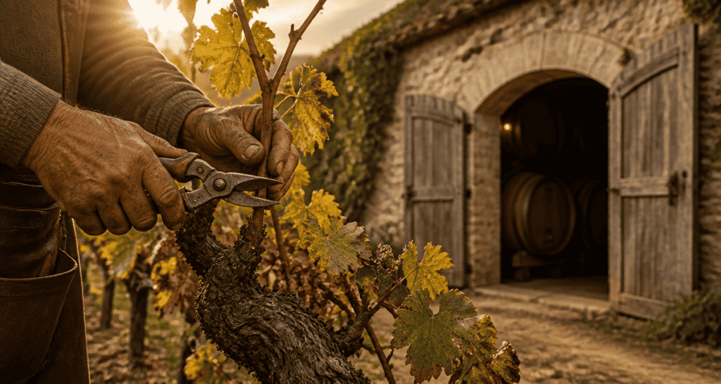 Scène viticole vinicole vigne et cave