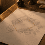 un plan de situation du terrain sur bureau