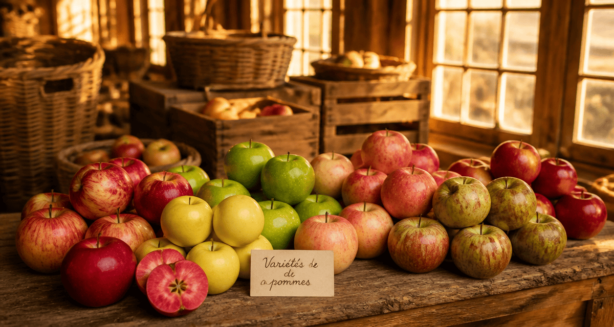 varietes de pommes les plus consommees sur une table rustique