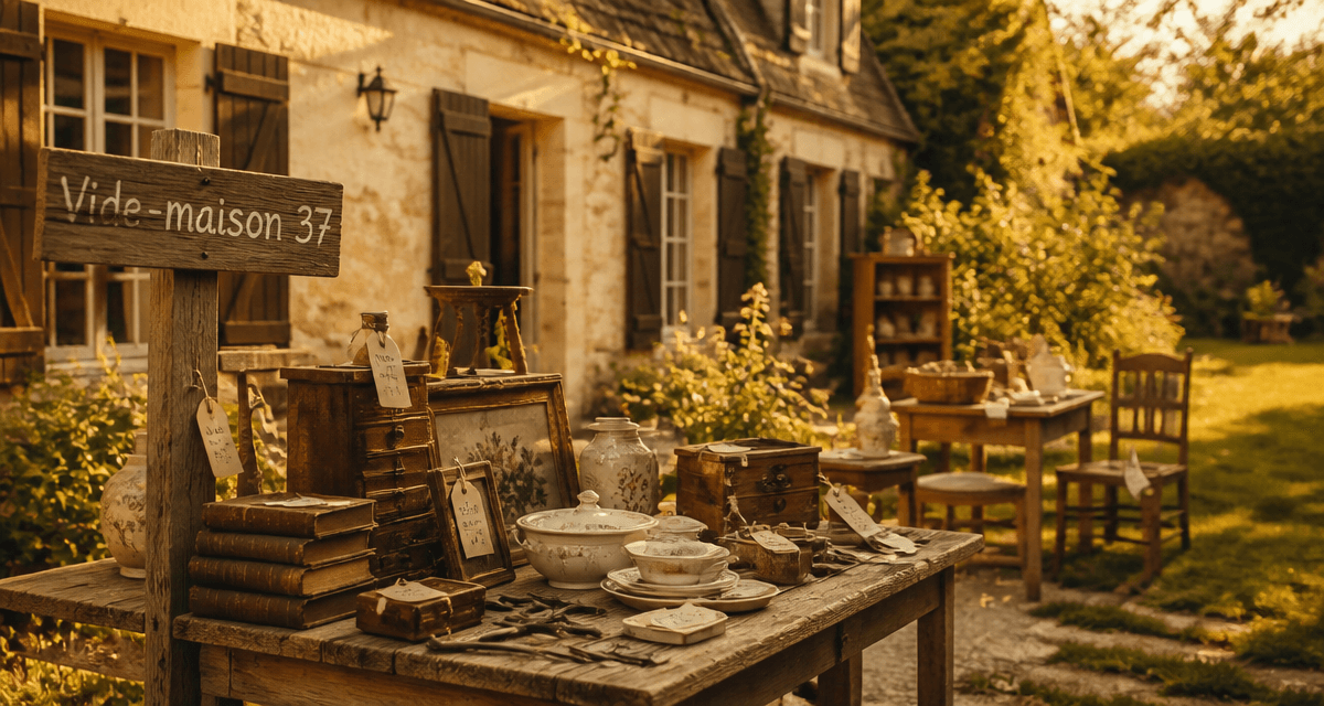 vide maison 37 objets brocante en cour