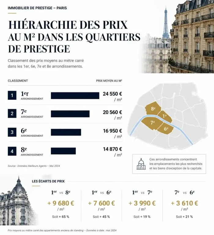 Classement des quartiers les plus chers de Paris par prix au m2