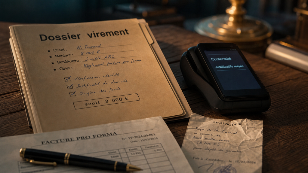 Montant maximum virement sans justificatif : 8 000 € et justificatifs