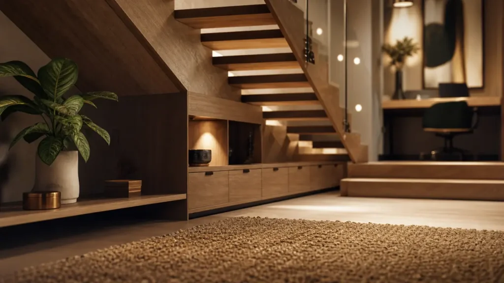 Aménagement sous escalier ouvert : gagner du rangement sans alourdir la pièce