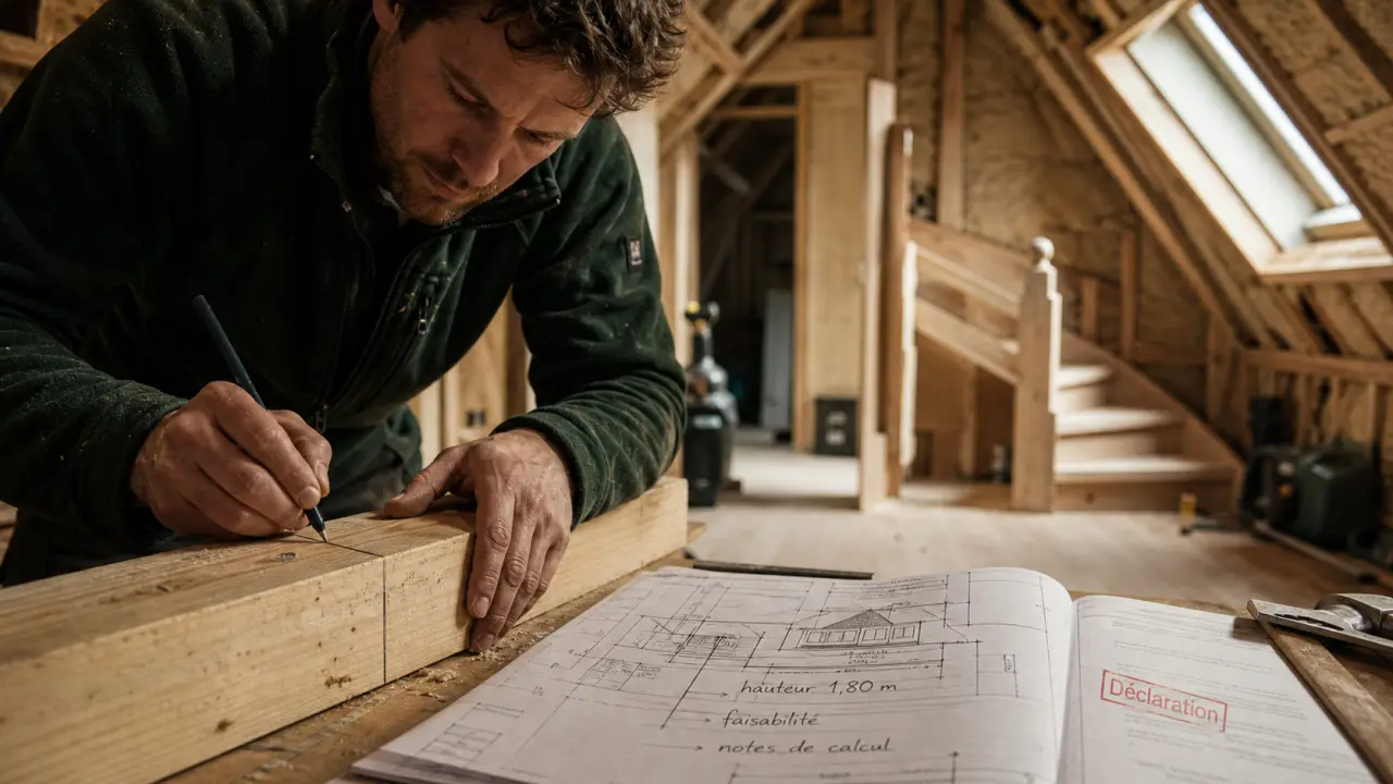 Aménager des combles : chantier sous 1,80 m et pente 30°