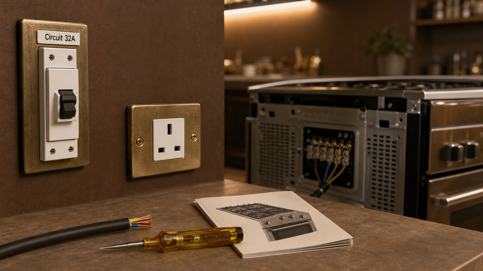 Branchement cuisinière électrique 32A : terre, câble 6 mm², testeur de tension