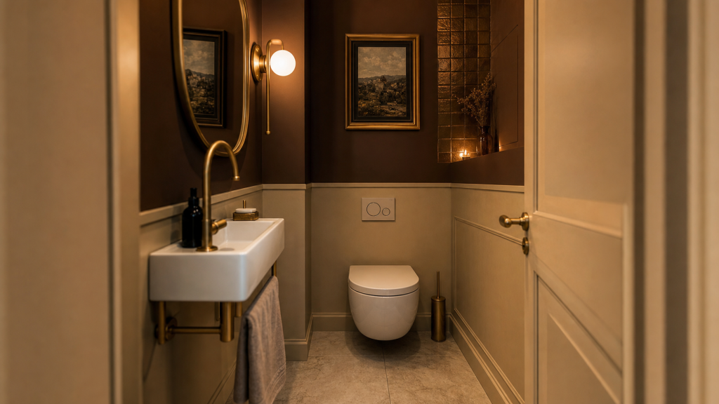Couleur WC tendance 2024 : tons terre et bleu saphir, WC rénové