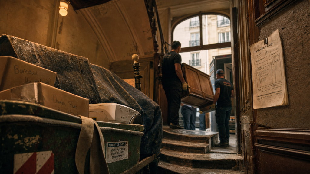 Débarassage : benne et devis dans un immeuble ancien