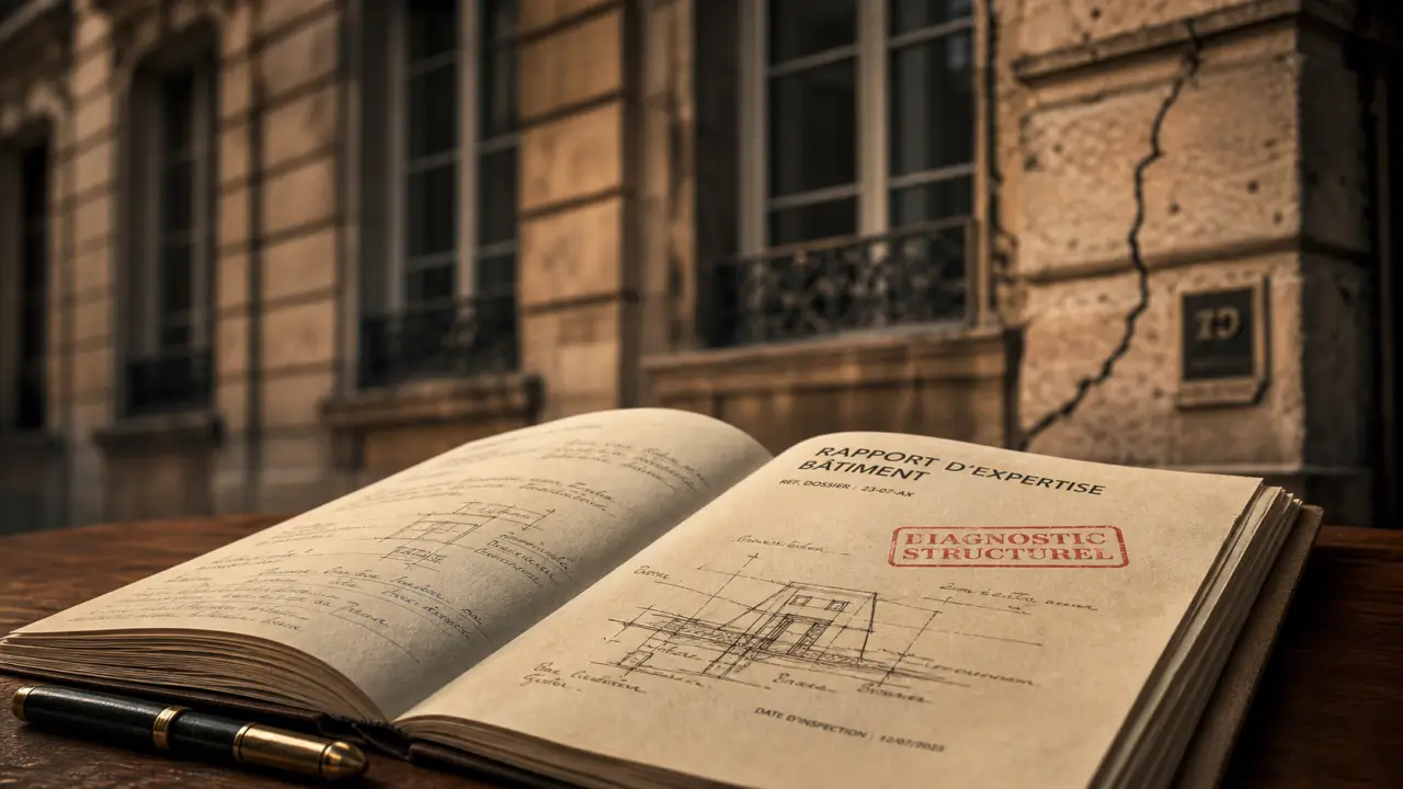 Diagnostic structurel : rapport sur table et façade fissurée
