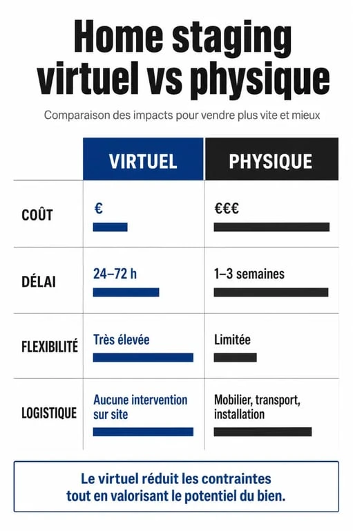 Comparatif entre le home staging virtuel et le home staging physique pour la vente immobilière