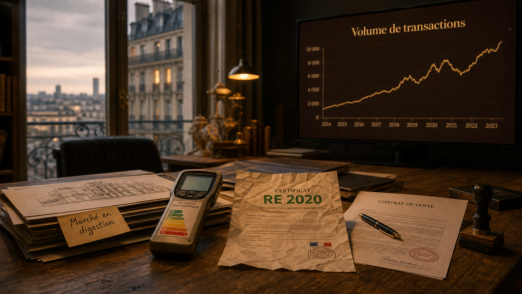 Immobilier crise : dossiers et courbe de transactions, blocage marché 2026