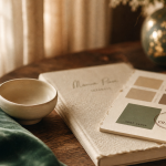 Le vert se marie avec quelle couleur : velours vert émeraude, tons crème et chêne sombre