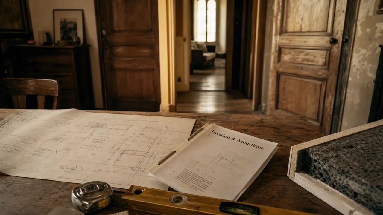 Maison divisée en 2 logements, accès séparés, objectif 53 dB acoustique