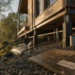 Maison sur pilotis sur terrain en pente, pilotis et isolation technique