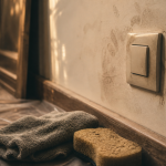 Microfibre humide pour nettoyer mur blanc sans repeindre près d’un interrupteur