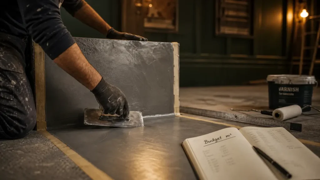 Prix du béton ciré au m2 : kit et pose pro sur chantier
