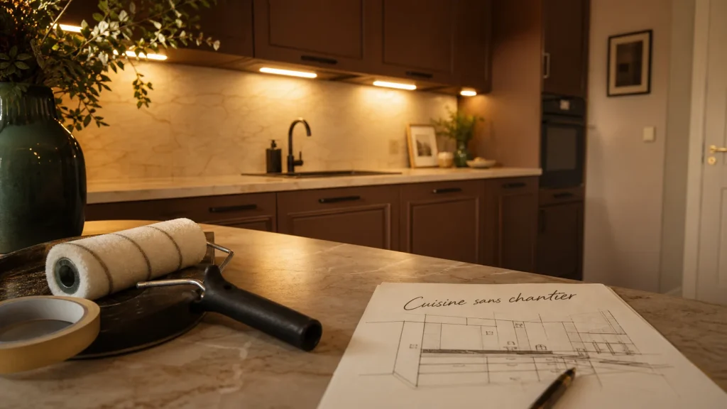 Rénover sa cuisine sans changer les meubles : façades repeintes, crédence et poignées noires