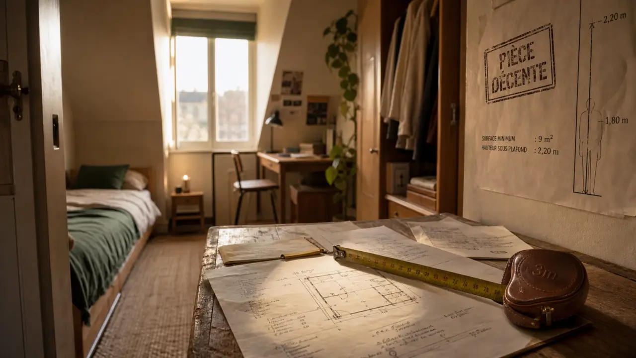 Taille minimum d une chambre de 9 m² : 2,20 m, 20 m³